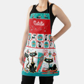Retro Cats Christmas Apron- Customizable エプロン (インサイチュ)