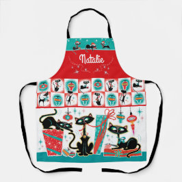 Retro Cats Christmas Apron- Customizable エプロン