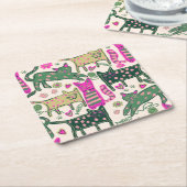 Retro Cats Design スクエアペーパーコースター (アングル)