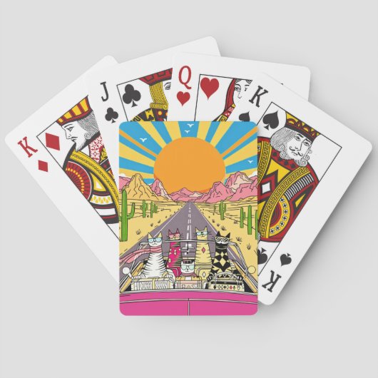 Retro Cats on Vacation Take a Road Trip トランプ (裏面)