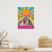 Retro Cats on Vacation Take a Road Trip ポスター (キッチン)