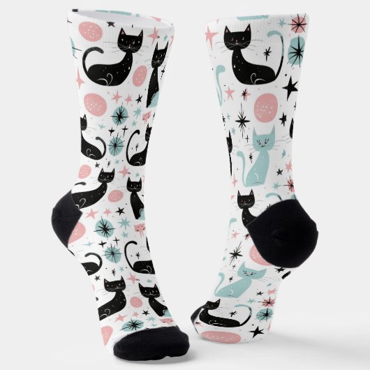 Retro Cats Pastel  ソックス (傾斜あり)