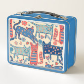 Retro Cats Print メタルランチボックス (正面)