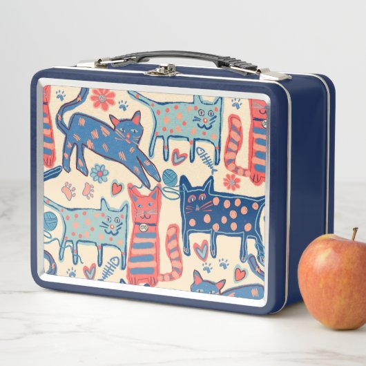 Retro Cats Print メタルランチボックス (インサイチュ)