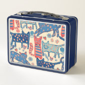 Retro Cats Print メタルランチボックス (裏面)