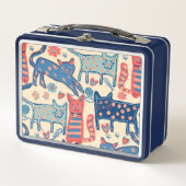 Retro Cats Print メタルランチボックス (正面)