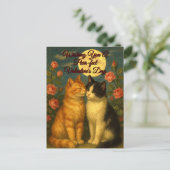 Retro Cats Valentine's Day Holiday Postcard シーズンポストカード (スタンド正面)