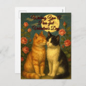 Retro Cats Valentine's Day Holiday Postcard シーズンポストカード (正面/裏面)