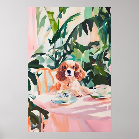Retro Cavalier King Charles Spaniel Poster ポスター (正面)
