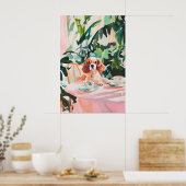 Retro Cavalier King Charles Spaniel Poster ポスター (キッチン)