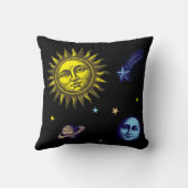 Retro Celestial Art Sun Moon Stars Planet Comet クッション (裏面)