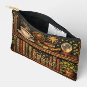 Retro celestial bookshelf book coffee lover アクセサリーポーチ (見開き)