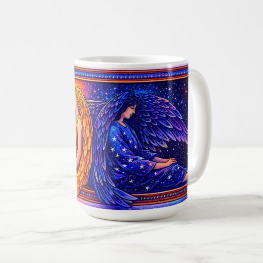 Retro Celestial Day & Night Angels コーヒーマグカップ (正面右)