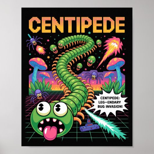 Retro Centipede Arcade Pixel ポスター (正面)