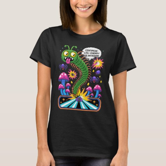 Retro Centipede Arcade T-Shirt - Leg-endary 80s  Tシャツ (正面)