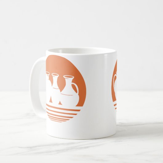 Retro Ceramic Vase Pottery コーヒーマグカップ (正面左)