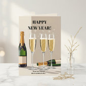 Retro Champagne Toast New Year Greeting カード