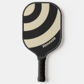 Retro Charcoal Three Circle Stripe with Name ピックルボールラケット (裏面)