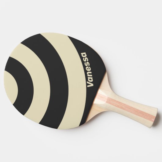 Retro Charcoal Three Circle Stripe with Name 卓球ラケット (横)