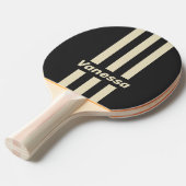 Retro Charcoal Three Pin Stripes with Name 卓球ラケット (正面アングル)