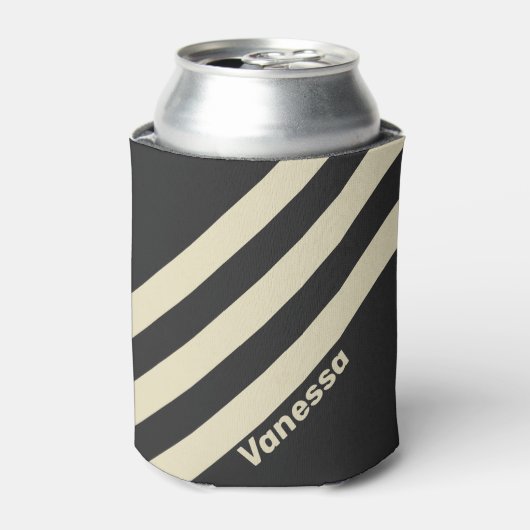 Retro Charcoal Three Stripes with Name 缶クーラー (缶正面)