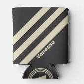 Retro Charcoal Three Stripes with Name 缶クーラー (裏面)