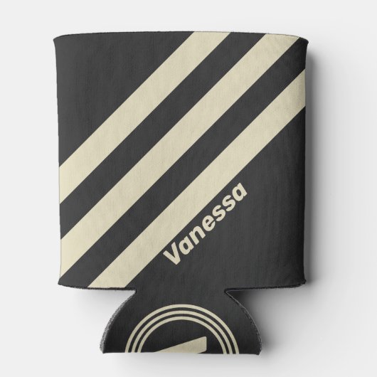 Retro Charcoal Three Stripes with Name 缶クーラー (裏面)