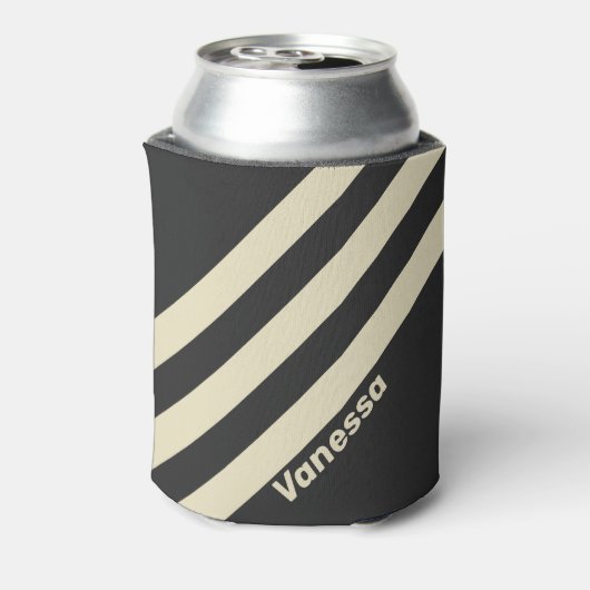 Retro Charcoal Three Stripes with Name 缶クーラー (缶裏面)