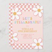 Retro Check Stellabrate Birthday Invite 招待状 (正面/裏面)