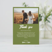 Retro Checker Olive green Minimalist Wedding サンキューカード (スタンド正面)