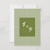 Retro Checker Olive green Minimalist Wedding サンキューカード (裏面)