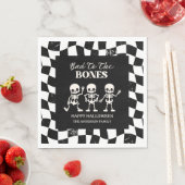 Retro Checkerboard Bad To The Bones Halloween スタンダードランチョンナプキン (インサイチュ)