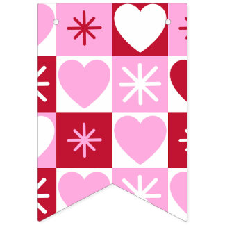 Retro Checkerboard Hearts bunting banner バンティングフラッグ