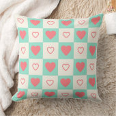 Retro Checkerboard Hearts Pattern Decorative Throw クッション (ブランケット)