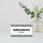 Retro Checkered Business Card with QR Code  名刺 (スタンド正面)