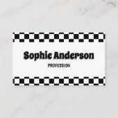 Retro Checkered Business Card with QR Code  名刺 (正面)