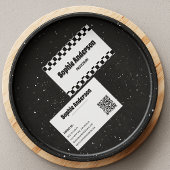 Retro Checkered Business Card with QR Code  名刺
