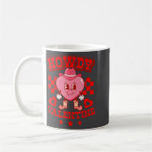 Retro Checkered Howdy Western Valentines Day Cowbo コーヒーマグカップ (左)