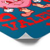 Retro Checkered Howdy Western Valentines Day Cowbo ポスター (角)