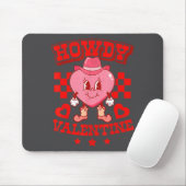 Retro Checkered Howdy Western Valentines Day Cowbo マウスパッド (マウス)