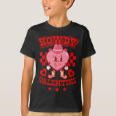 Retro Checkered Howdy Western Valentines Day Cowbo Tシャツ (正面)