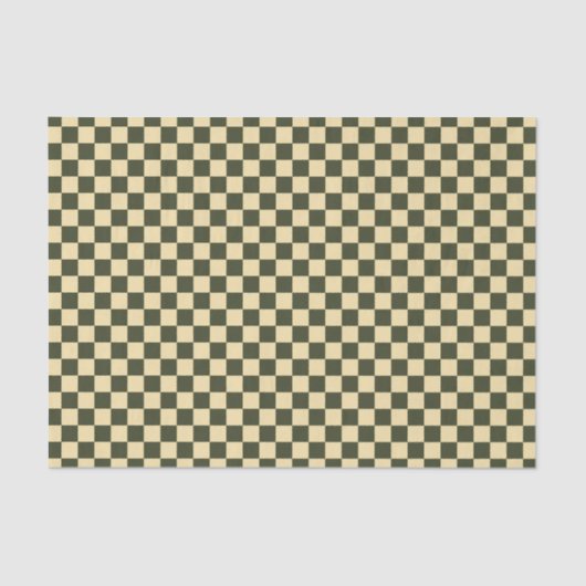 Retro Checkered in Olive Green and Cream Tissue Pa 薄葉紙 (正面)