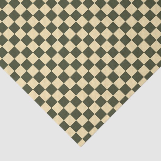 Retro Checkered in Olive Green and Cream Tissue Pa 薄葉紙 (詳細)