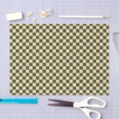 Retro Checkered in Olive Green and Cream Tissue Pa 薄葉紙 (クラフト)