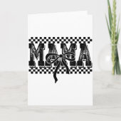 Retro Checkered Mama Coquette Bow Mama Floral Moth カード (正面)