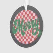 Retro Checkered Merry Christmas  オーナメント (正面)