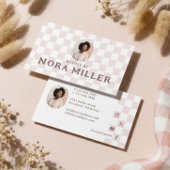 Retro Checkered Pattern Beauty Professional Photo  名刺