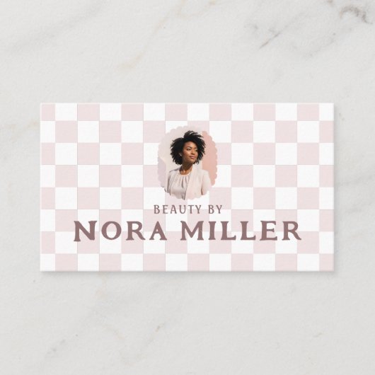 Retro Checkered Pattern Beauty Professional Photo  名刺 (正面)