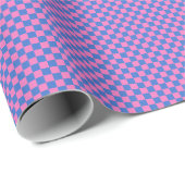 Retro Checkered Pattern Bright Bold Pink and Blue ラッピングペーパー (ロールコーナー)