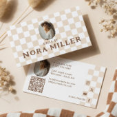 Retro Checkered Pattern Nail Beauty Artist Photo 名刺